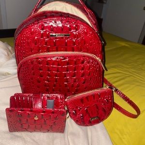 3 piece Brahmin Chelcy backpack, Hannah wallet & Britt coin - all Vintage Red